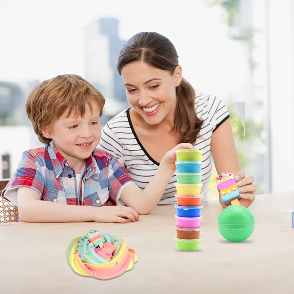 30 Pack Party Favor Slime Kit Fidget Toys, Super Soft and Non-Sticky, 30 Slime Charms, Rainbow Beads,Great for Kids Students Stress Relief Easter Basket Stuffers