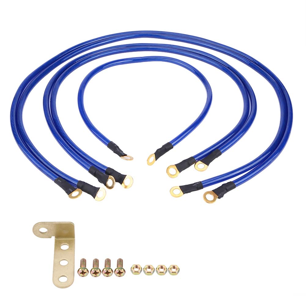 Photo 1 of Kodrily 5PCS Ground Wire, Universal Car Grounding Kit, 5-Point Auto Car Earth Cable, PVC Car Grounding Wire Kit Accessories, Engine Earth Cables Automotive Replacement Parts (Blue)