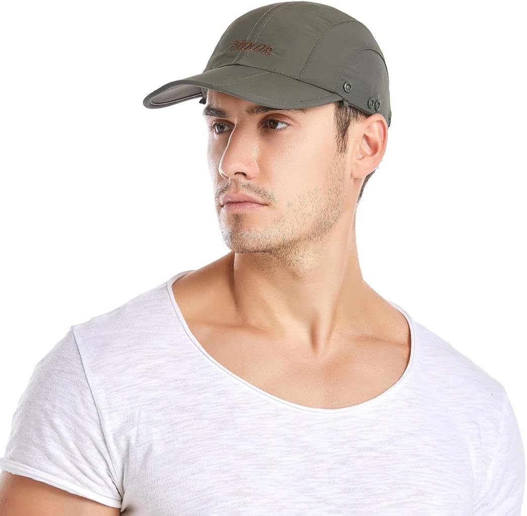 ICOLOR Folding Sun Cap, 360°Protection Flap Hats, Adult UPF 50+ Flap Cap, Sun Hats, Removable Neck & Face Flap Cover for Baseball, Backpacking, Hiking, Fishing, Garden, Hunting Outdoor Activities Army Green : Clothing