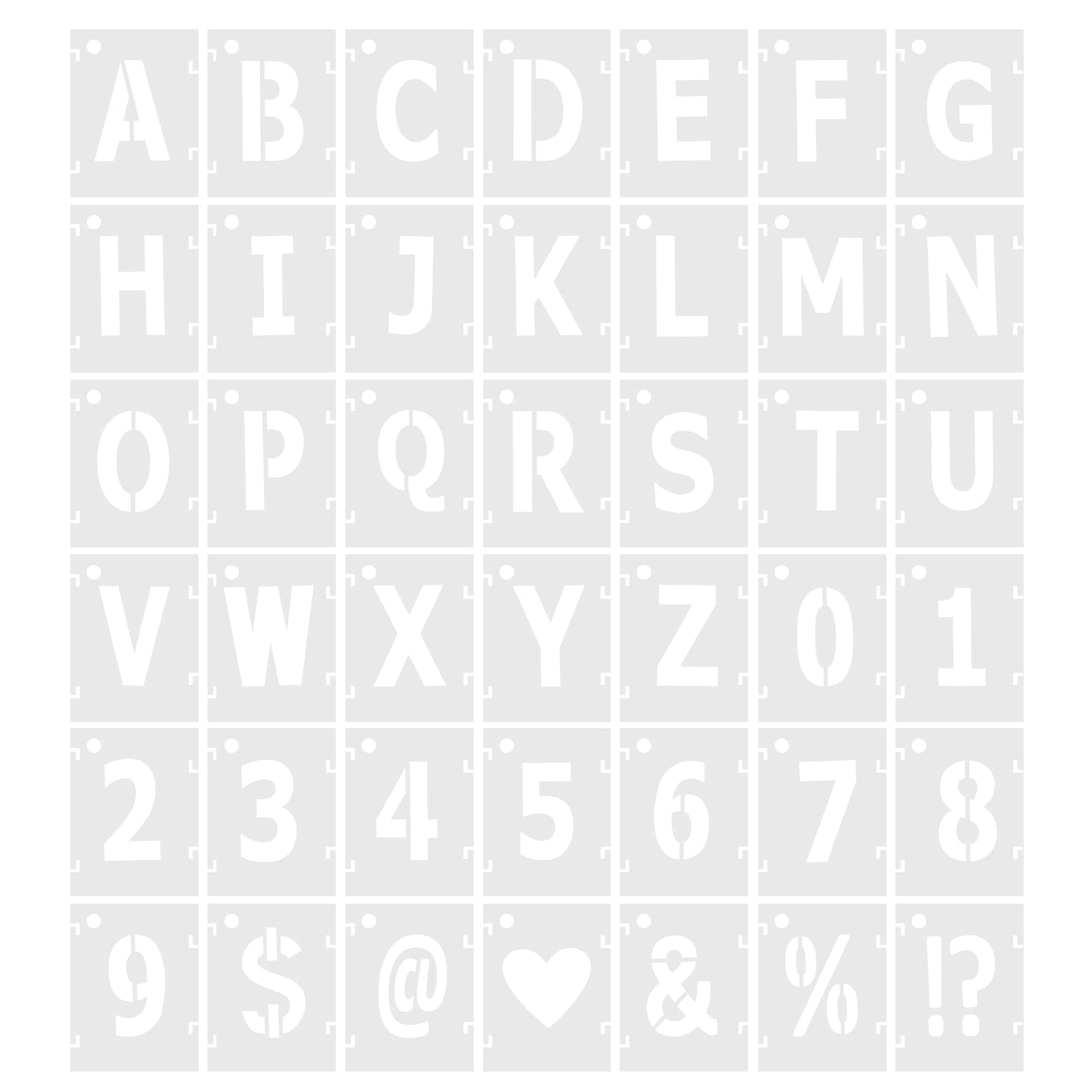 PATIKIL 6 Inch Letter Number Stencils, 42 Pack 6" Width Reusable Plastic Alphabet Numbers Symbol Templates Set with Ring for Painting, White