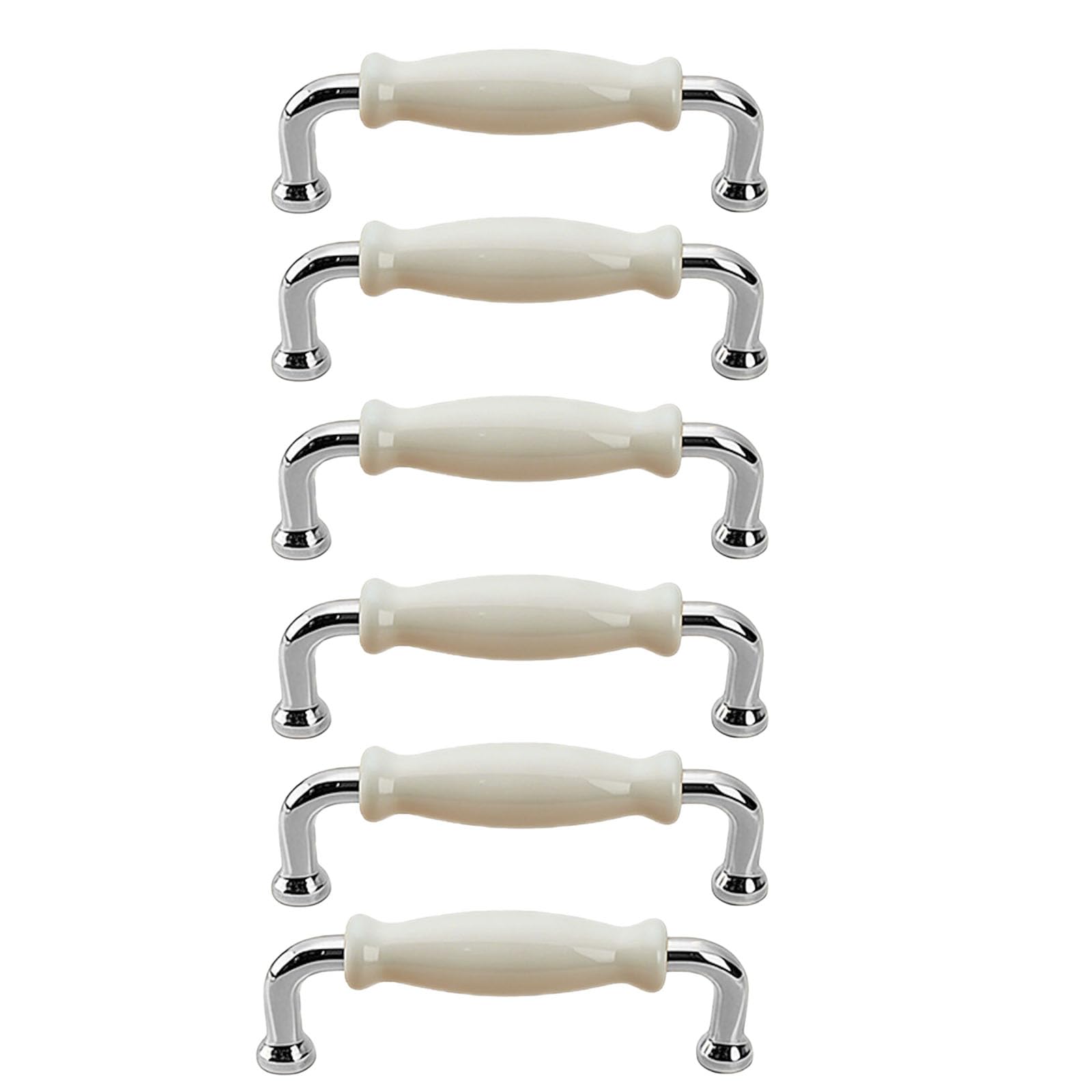 6PCS Cupboard Handle, Ceramic Zinc Alloy Cabinet Handle, Kitchen Drawer Door Handles, Door Knobs for Replacement, for Drawer, Kitchen Cabinet, Bathroom Cabinet, Wardrobe Door(Hole Centre: 96mm)