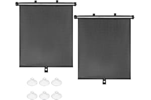 Retractable Auto Roller Sunshade,15.7""×17.7"" Car Window Shade,Baby Car Accessories,Comes with Enhanced Suction Cups,for Mos