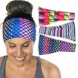 Calbeing Set of 3 Yoga Headband Workout Headband Fitness Headband No Slip Headband Boho Hair Accessories Women Headband Running Headband