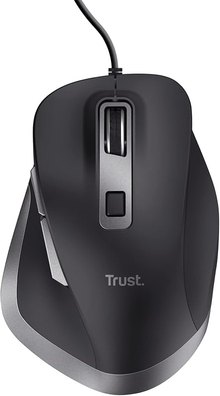 Fyda Mouse con Filo 600-5000 DPI, 6 Pulsanti, Forma Sagomata, Nero