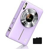 Digital Camera FHD 1080P, Camkory Point and Shoot Digital Cameras with 16X Zoom Anti Shake, 32GB Card, Compact Small Camera for Boys Girls Kids, Purple