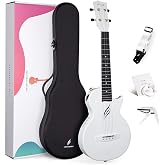 Enya NOVA UE Pro 26" Travel Carbon Fiber Acoustic-Electric Ukulele, White | AcousticPlus Pickup, Built-In Effects, USB Rechargeable, Lightweight 1.98 lb, Cutaway Design, Kit with Case and Accessories