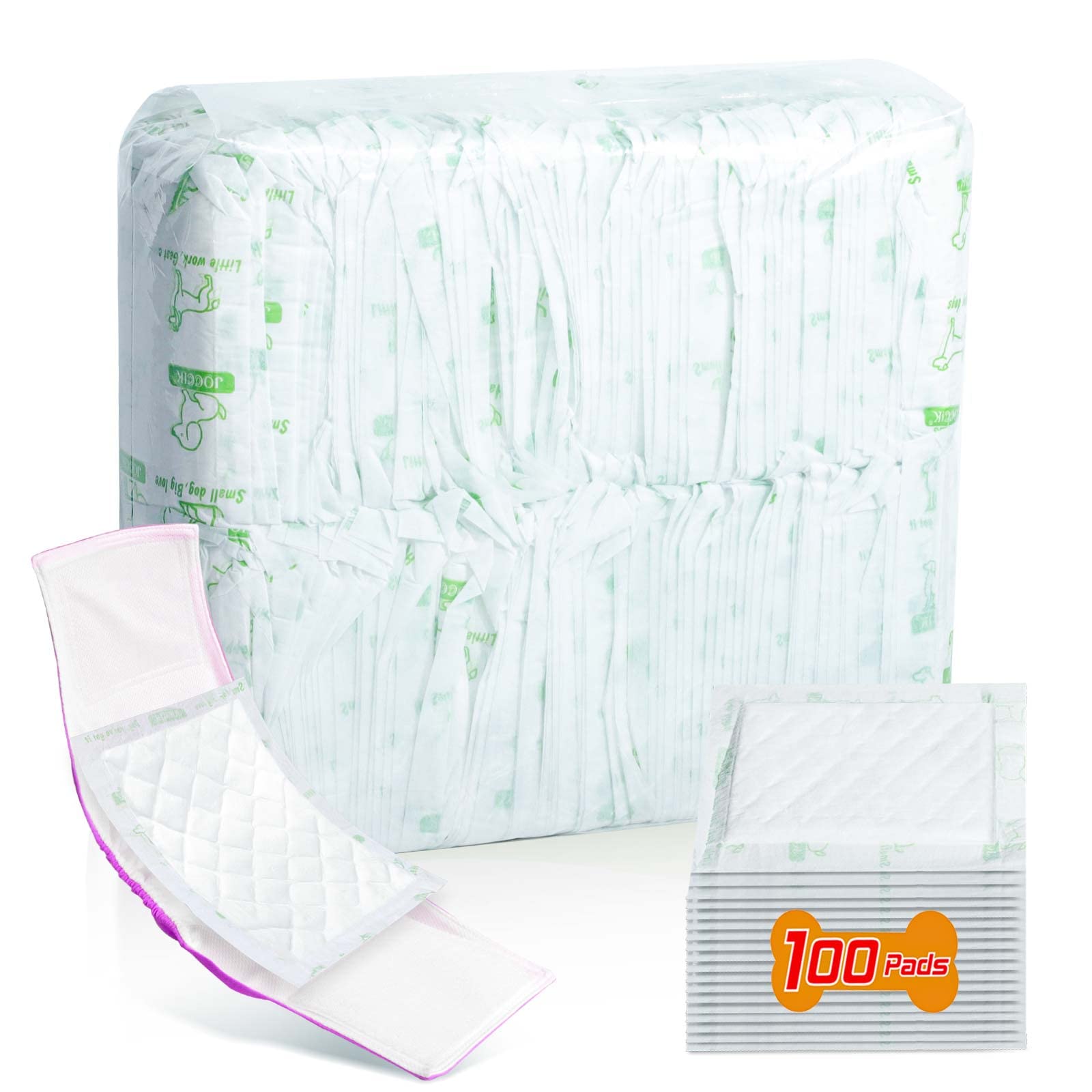 Photo 1 of Dog Diaper Liners for Male and Female Dogs, 100ct, Super Absorbent Disposable Dog Diapers Booster Pads fit Most Pet Belly Bands and Wraps (Regular)