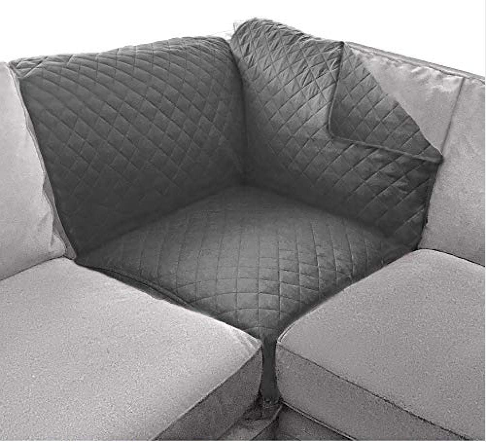 Slipcovers - Sofa Shield Patented Sectional Slip Cover, Large Cushion Protector, Reversible Stain and Dog Tear Resistant Slipcover, Quilted Microfiber 30x30” Seat, Washable Covers for Dogs Pets Kids, Charcoal