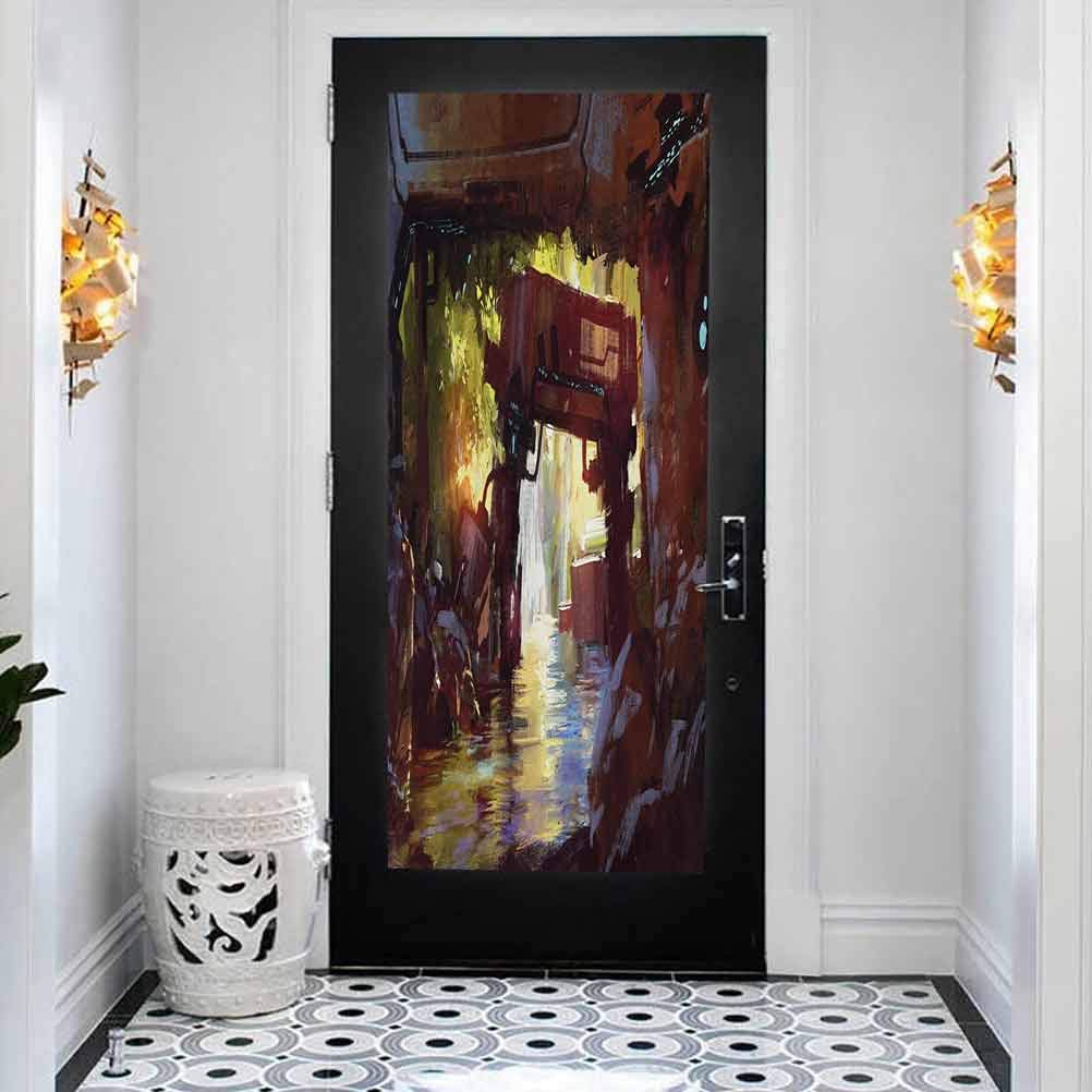 Amazon Com Modern Art Stained 3d Door Sticker Industrial Watercolor Artwork Futuristic Forest Old Machine Diy Art Home Decor Poster Decoration W23 6 X L78 7 Inch Baby