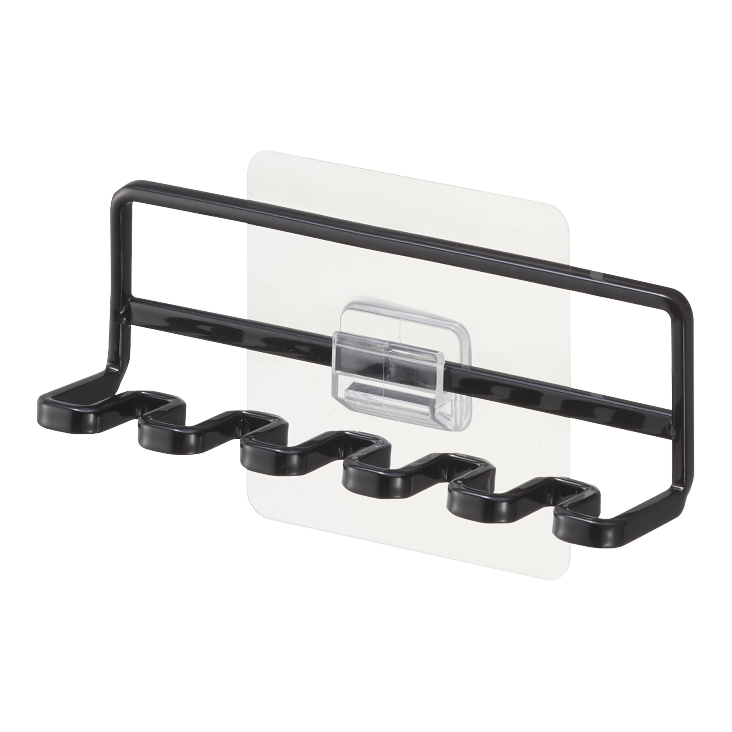 Yamazaki 4521 TOWER Film Hook Toothbrush Holder, black, Polycarbonate/PET/Polyurethane, Minimalist, 12.5 x 3.5 x 4 cm