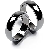 BTEYIVTA Magnetic Hematite Rings for Women & Men | Anxiety Balance Stone, Absorbs Negative Energy, Healing Jewelry | 6mm Wide, 2.4mm Thick, 2 Pack