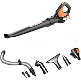 WORX Cordless Leaf Blower, Electric Blowers for Lawn Care with 120 MPH & 2.7 LBS, Long Nozzle Design for Narrow Spaces with C