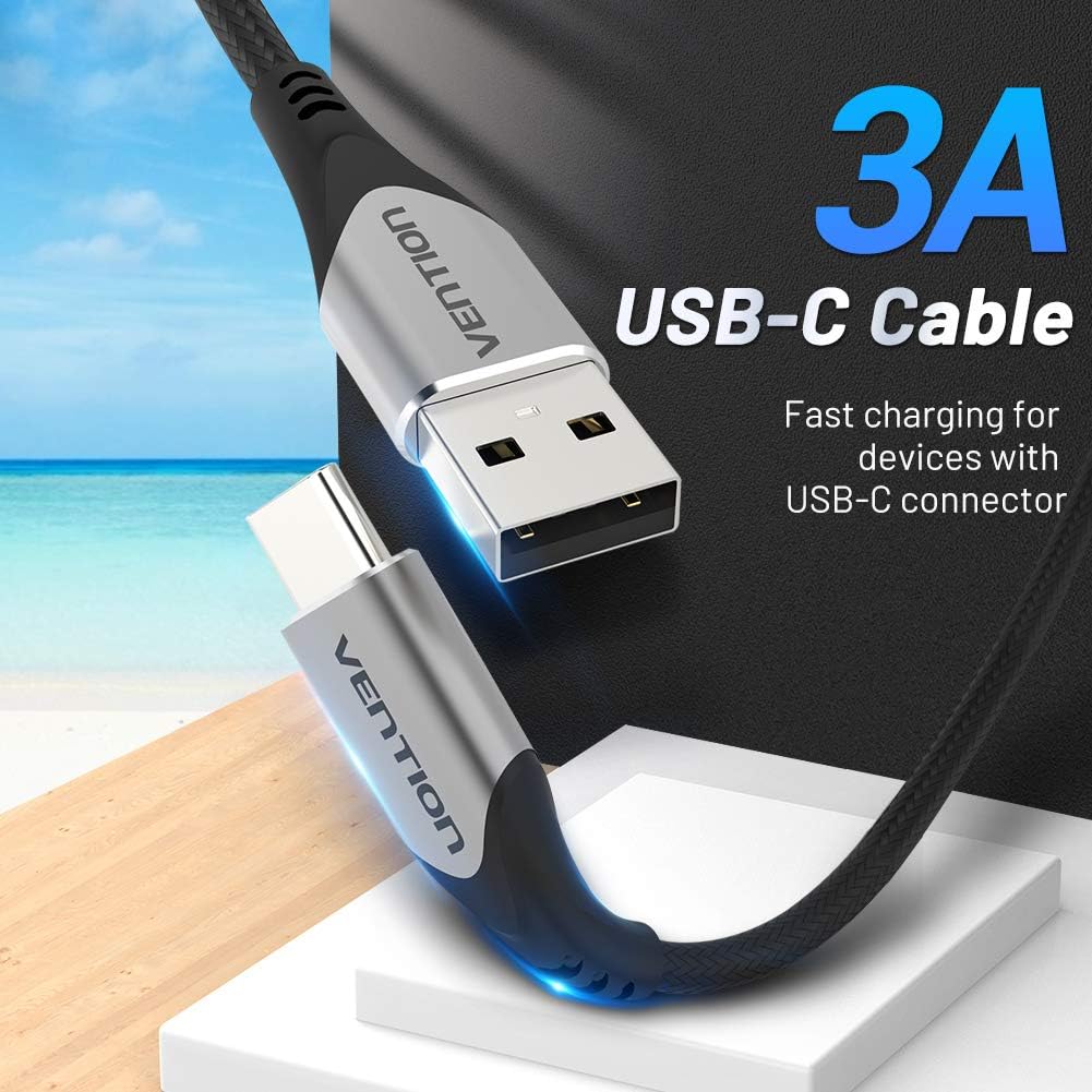 VENTION Long USB C Charger Cable 3M 60W, Nylon Braided USB C Fast Charging Cable Compatible with PS5 Controller - Image 3