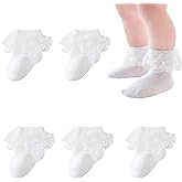 Meeshine 5 Pack Baby Girs Lace Socks Toddler Ruffle Eyelet Princess Dress Frilly Cotton Thin Mesh Ankle Socks for 1-8T Kids