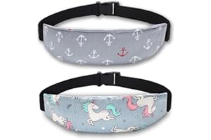 XTHUGE Baby Carseat Head Support,Car seat Straps Pillow Support Ban,Stroller Neck Relief Strap Headrest,Slumber Sling Sleep Positioner for Toddler Infants Child Children Kids(Gery Unicorn)