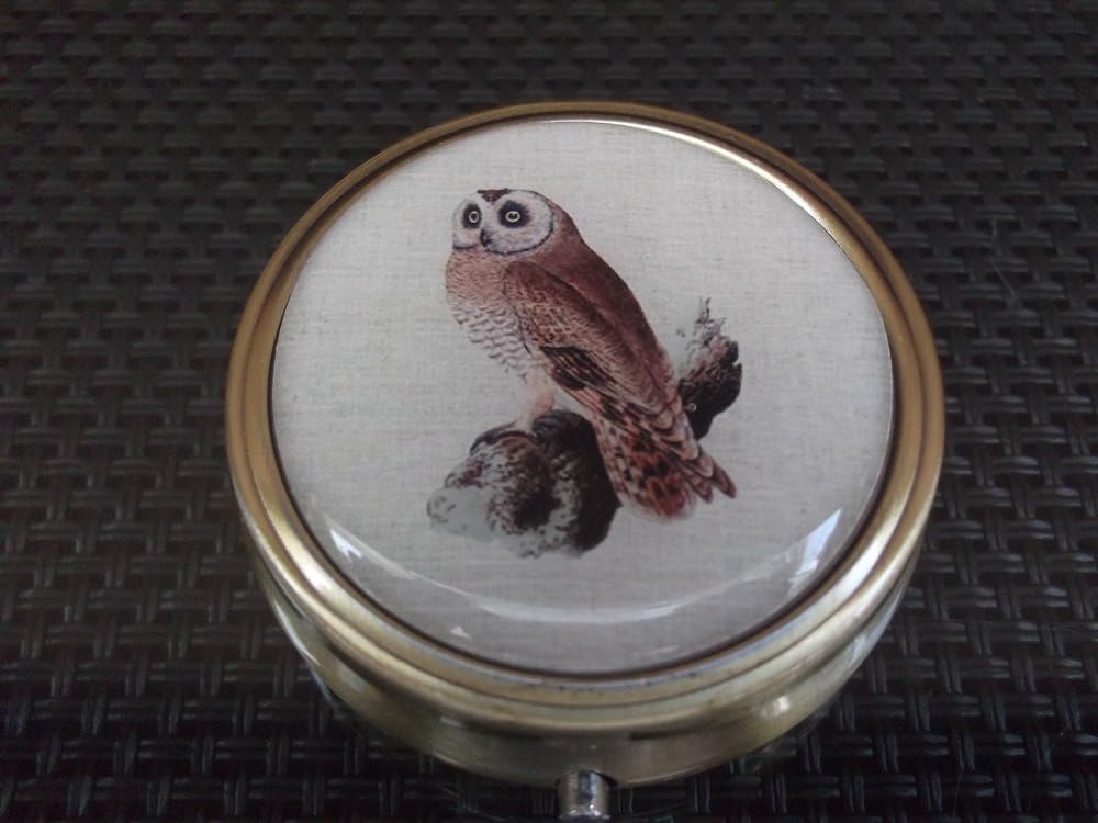 Owl Pill Box Stunning Owl Pill Box - Three Pill Compartments - Round