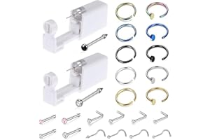 Jconly Nose Piercing Kit - Disposable Safety Nose Piercing Gun with Nose Jewelry Nose Studs Ring Hoop for Women Girls