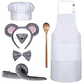 DASHUAIGE 7-Piece Chef & Mouse Costume Set, Funny Couple Role Play Outfit with Chef Hat, Mouse Ears & Tail for Halloween Party