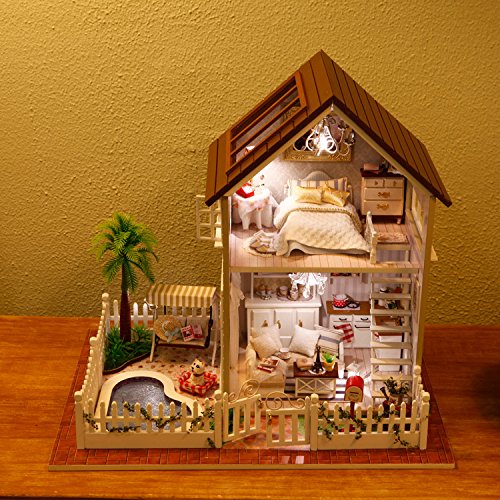 Iwely 手作り ドールハウス ミニチュア かわいい 部屋 バリハウス 模型 ミニチュア ドールハウス 本格的 手作り 手作りキット ハンドメイド 組立 キット かわいい おもちゃ ホビー リアル 記念日 クリスマス プレゼント 小物 インテリア 大人 工作 夏休み 冬休み 工作