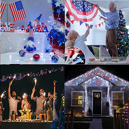 Hopolon 4th of July Decorations Outdoor LED String Lights 33FT 100 LED