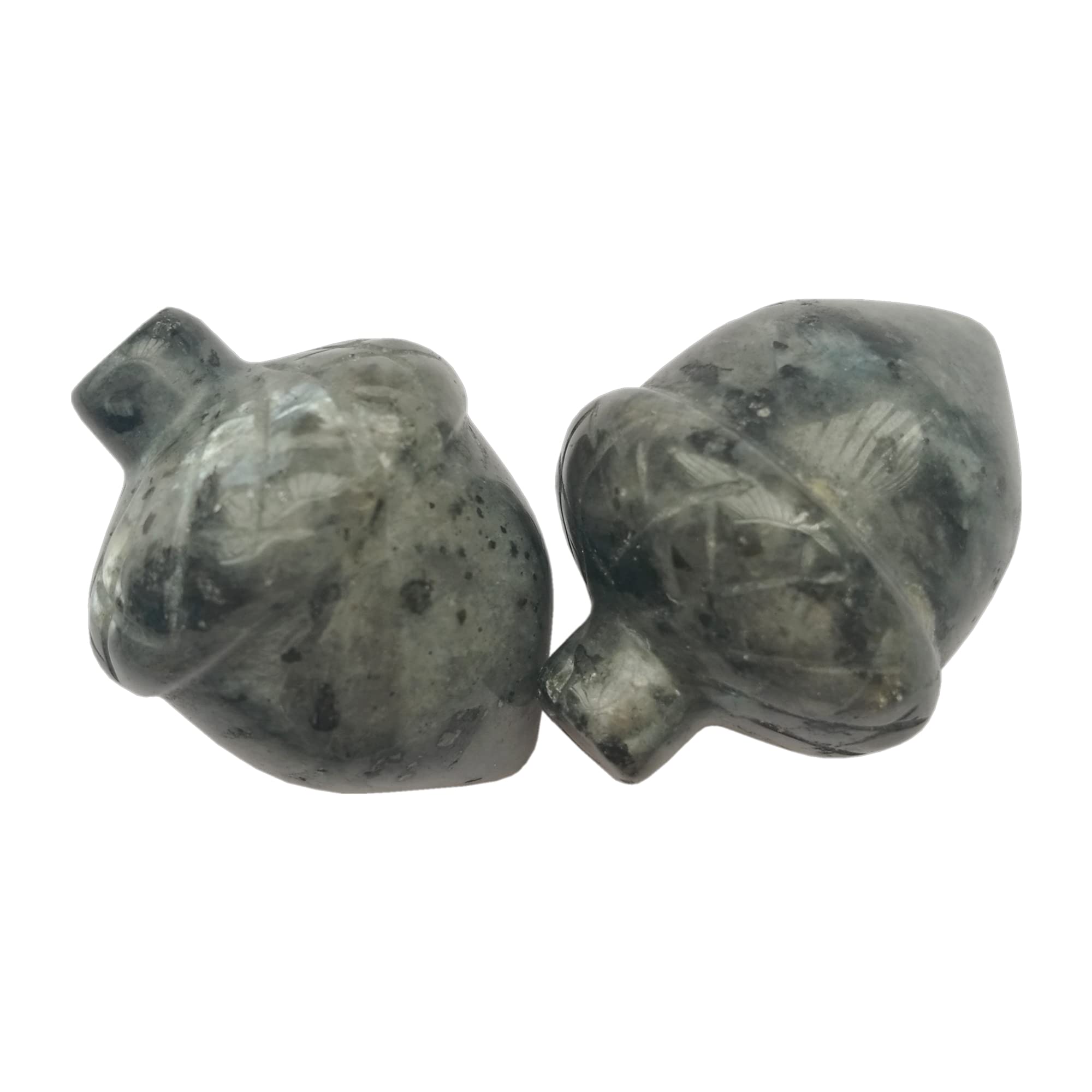 Manekieko 2 Pcs Natural Black Labradorite Pocket Hazelnut Figurine Decor Gemstone,25mm Reiki Balancing Crystal and Healing Palm Stones