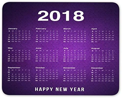 Happy New Year 2018 Calender Image Design Personalized Rectangle Desktop Mousepad Mouse Pad (24 x 20 cm)
