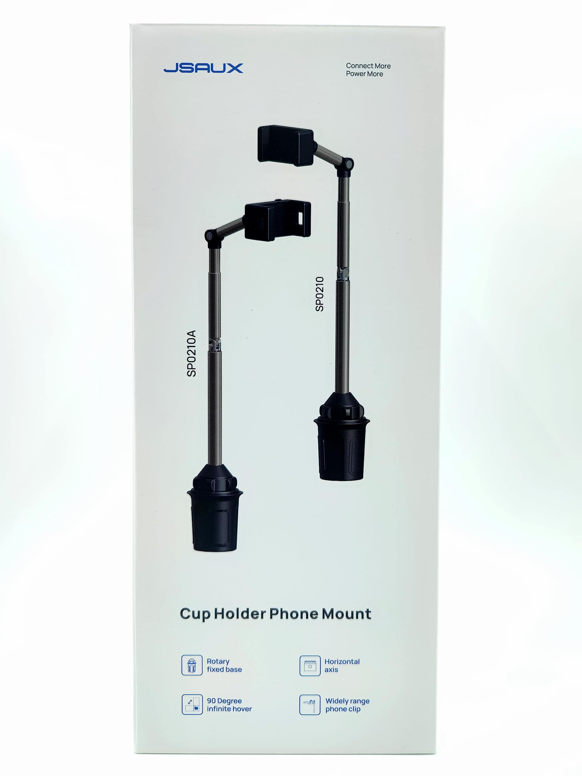 JSAUX Car Cup Holder Cellphone Mount, Metal Long-Arm Ultra Stable Phone Holder for Car Cupholders - Adjustable for iPhone 16 15 Pro Max 13 12 11, Samsung Galaxy S24 S23 Ultra, Google Pixel 9 Pro