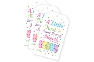 PINK PIXIE STUDIO 25 Bunny Treat Gift Hang Tags for Spring or Easter Party Favors - Adults Kids Holiday Fun Labels for Treat Bags Made in The USA