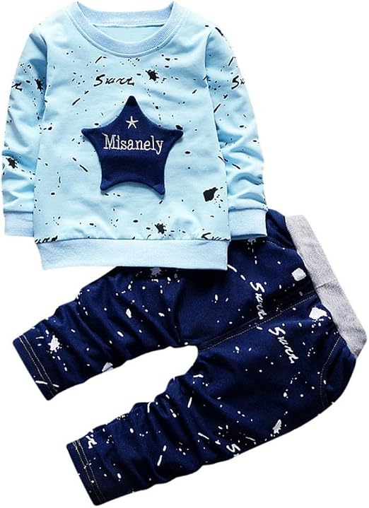 Ensemble Vêtement Bébé Fille/garçon - Haut + Pantalon - Manches Longues - Taille 0-24 Mois - Coton Doux - Pour Quotidien - 9
