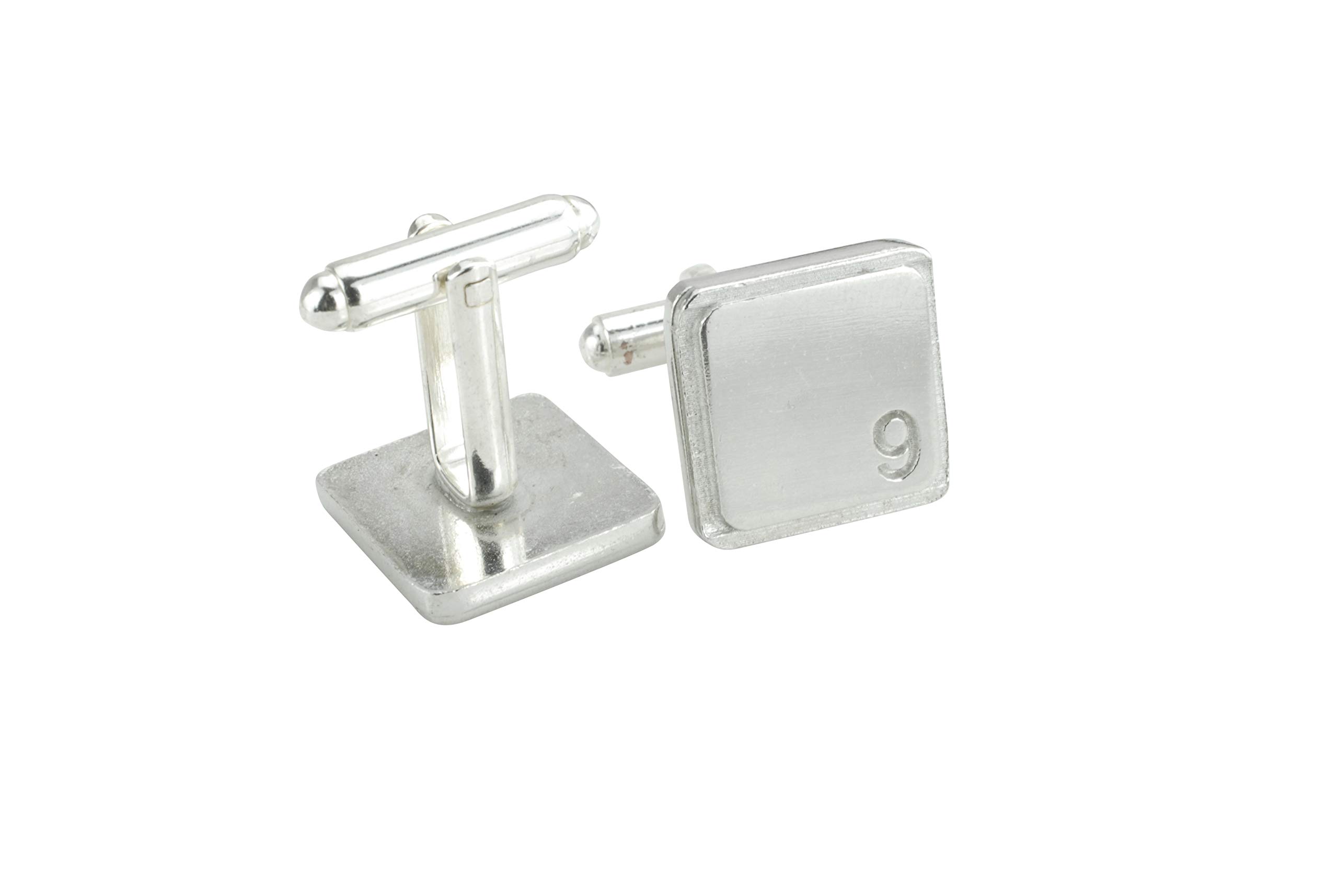 Square Cufflinks with ‘9’ Engraved - 9th Anniversary