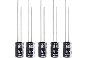 Tnisesm 20Pcs Electrolytic Capacitor 10uF 25V with Aluminum Radial Leads 10UF-25V-4X7