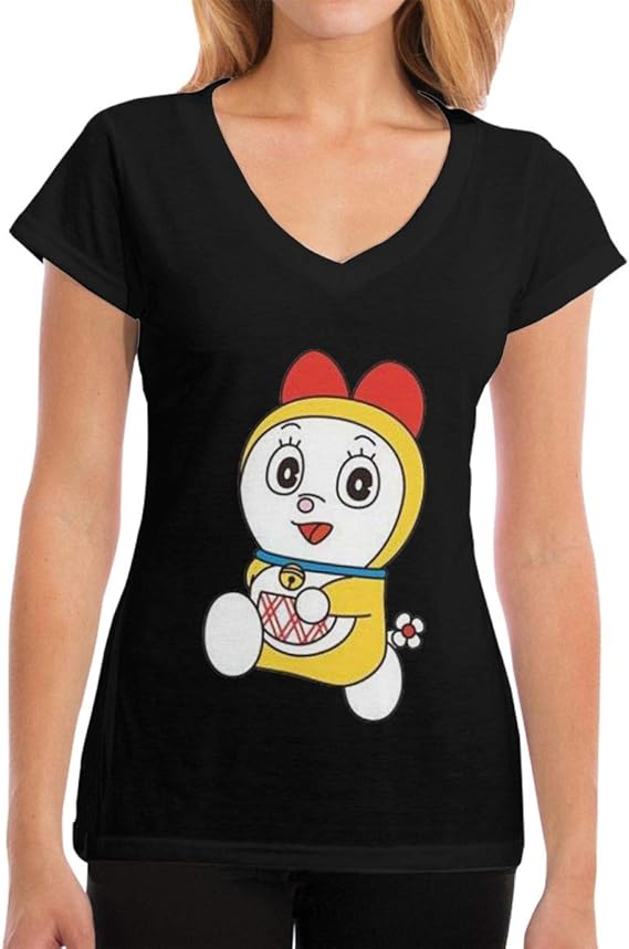 Women's Doraemon'S Sister Printing Fashion V Neck Top Tops for Daily