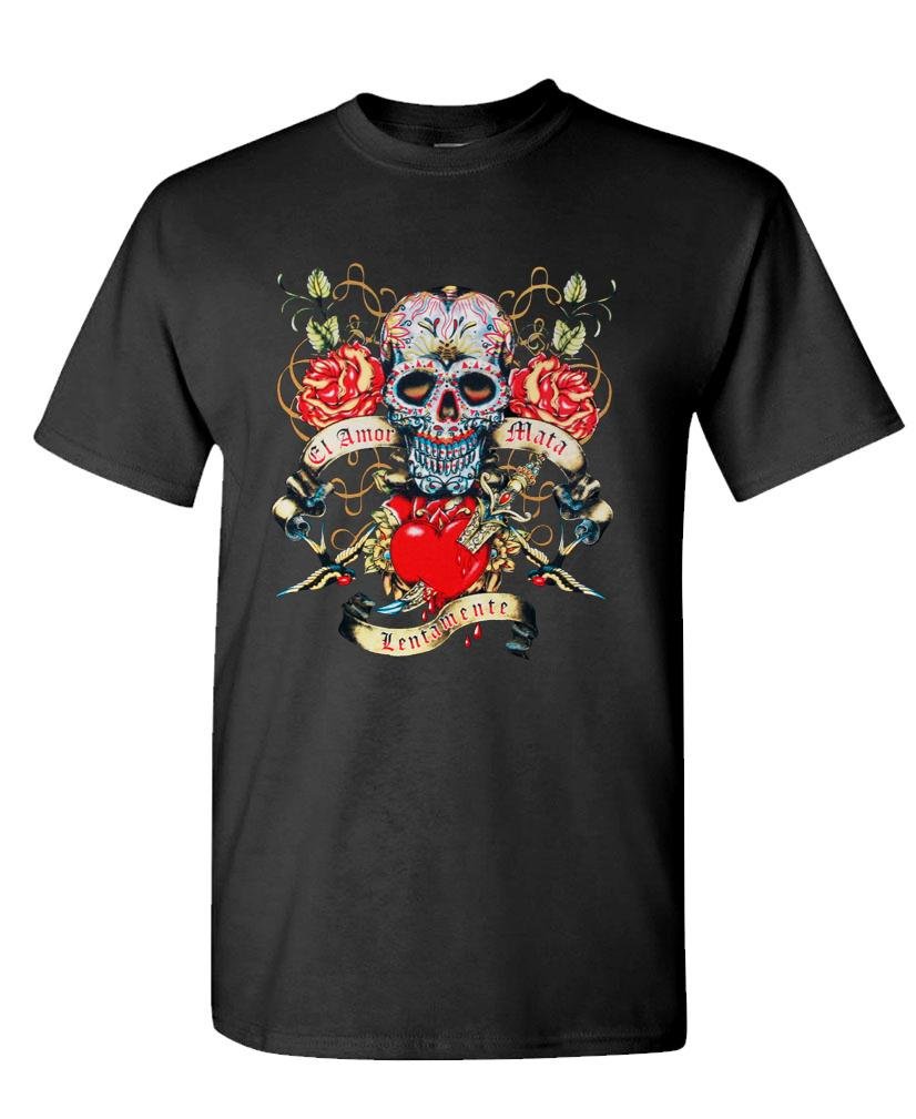 ... - skull AMOR Shirt LOVE MATA Amazon.com: EL T sugar Tee DIES