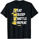 Eat Sleep Battle Repeat Pikachu T-Shirt