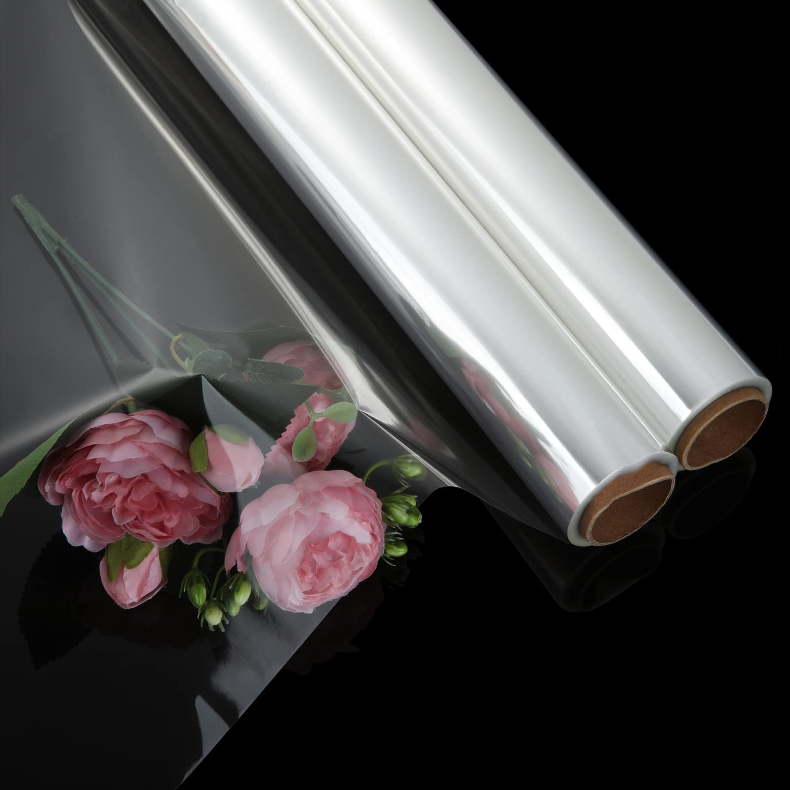 2 Pack 40cm x30m Cellophane Rolls, Clear Cellophane Wrap Rolls, Cellophane Wrap for Hampers, 2.5 Mil Florist Wrapper, Clear Gift Wrapping Rolls for Flowers, Sweet, Treats, Gift, Basket