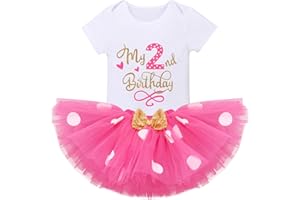 IMEKIS Baby Girls Mouse 1st 2nd Birthday Outfit Romper Tutu Skirt Cake Smash