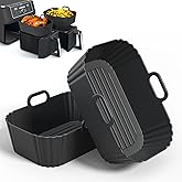 PINTAUR Silicone Air Fryer Liners 2 Pack, Reusable Liners for Ninja Air Fryer Accessories, Compatible with Ninja Foodi DZ201 