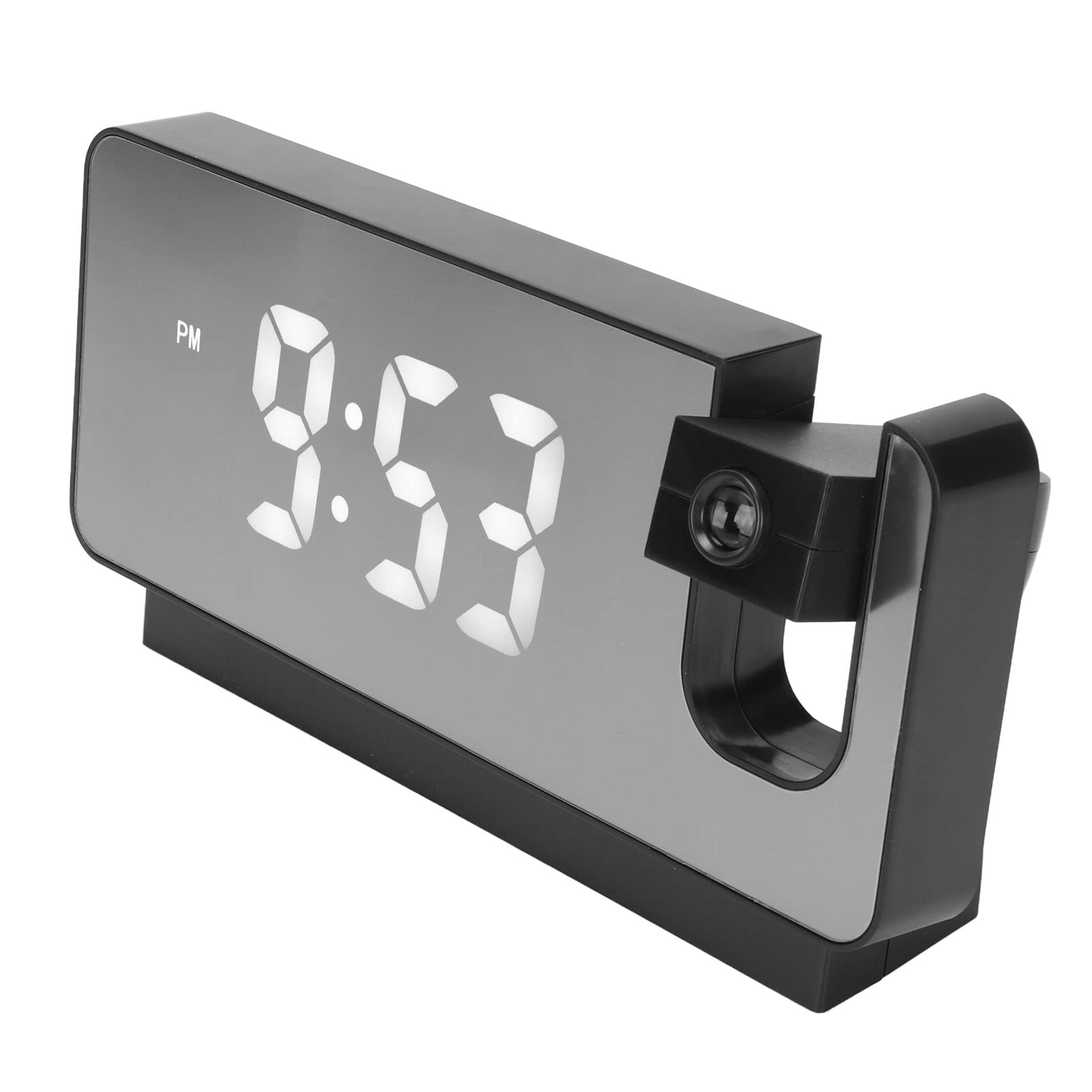 Projection Alarm Clock for Bedroom, 180° Projector Digital Alarm Clock with Large LED Screen, Digital Clock HD LED Alarm Clock with Time Date Temperature Clock for Heavy Sleepers (Black)