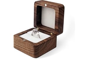 WisePoint Personalized Wooden Ring Box, Mini Engagement Ring Holder Box with Single Slot, Square Wedding Ring Box for Ring, Elegant and Retro Ring Holder Box for Wedding, Ceremony (white)