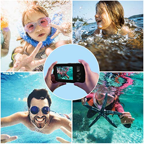 Waterproof Underwater Digital Camera for Snorkeling,Selfie Dual Screen Digital Cameras Waterproof Underwater Video Camera-Holiday,Trip (Black 1) - Thumbnail 2
