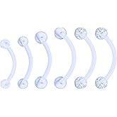 Goerhsjie 14G Plastic Pregnancy Maternity Belly Button Navel Rings Retainer Bioflex Plastic Silicone Flexible 10mm 12mm 14mm 16mm Long Bar