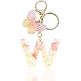 YUSSUNSNY Alphabet Initial Keychain for Women - 26 Letters Bag Charm, Cute Butterfly Pendant Key Ring Accessories