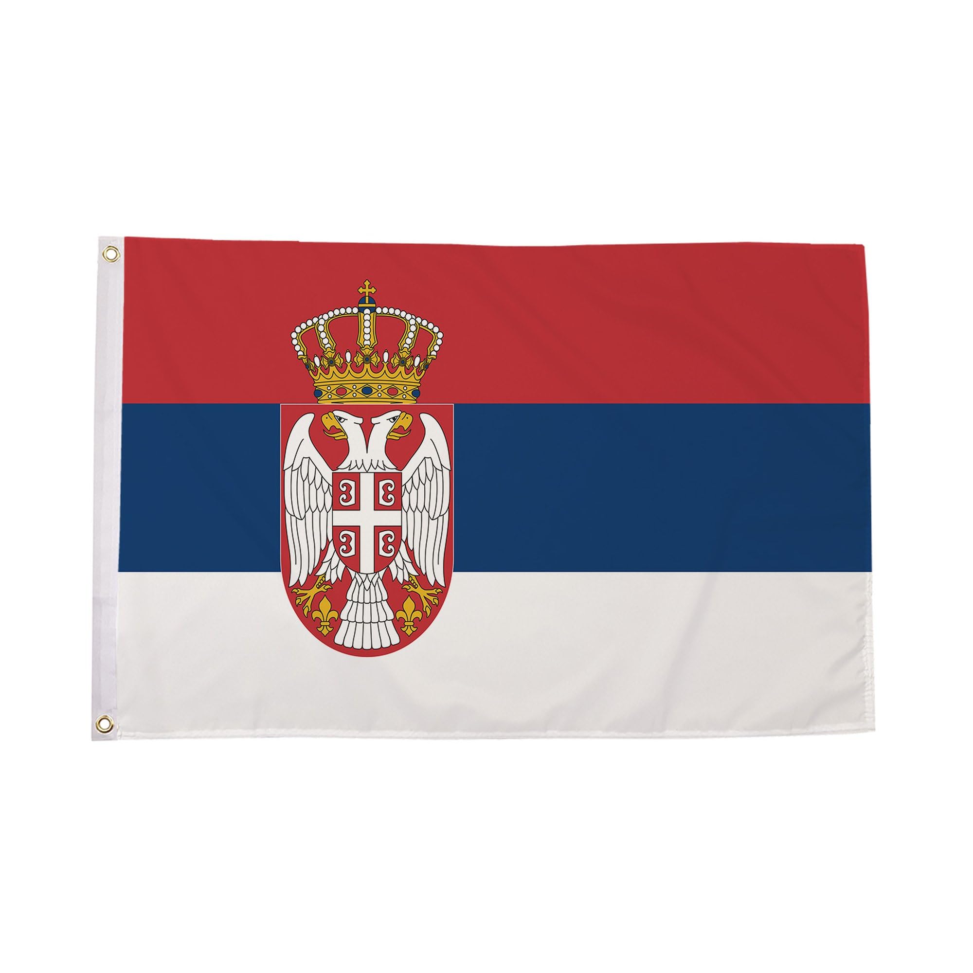 Flagtex Serbia Flag with Crest Small 3ft x 2ft (90cm x 60cm) - Serbian State Flag with Coat of Arms, National Crest Flag, European Country Banner Display — image 1