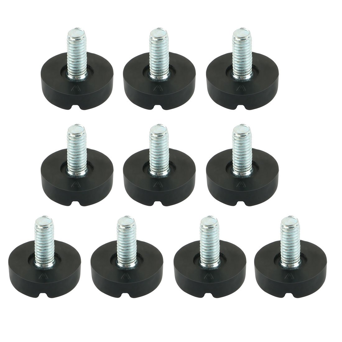 Sourcingmap Metal Slotted Head Adjustable Screw Leveling Feet M6x13mm 10 Pcs Black Silver Tone