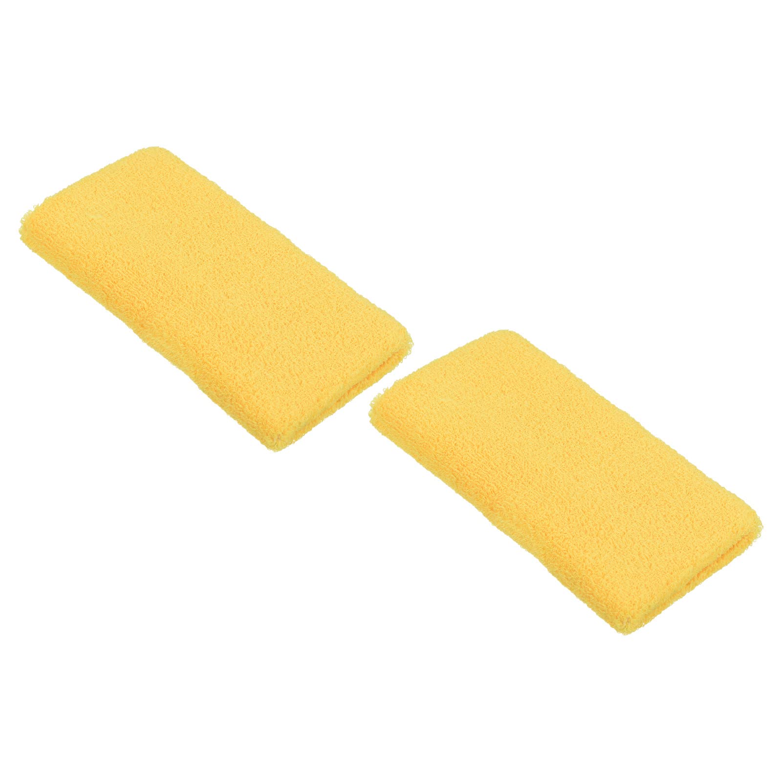 PATIKIL Sports Wristbands 8x15cm, 2 Pack Cotton Terry Cloth Absorbent Sweatband for Tennis Basketball Working Out Athletic Running, Yellow