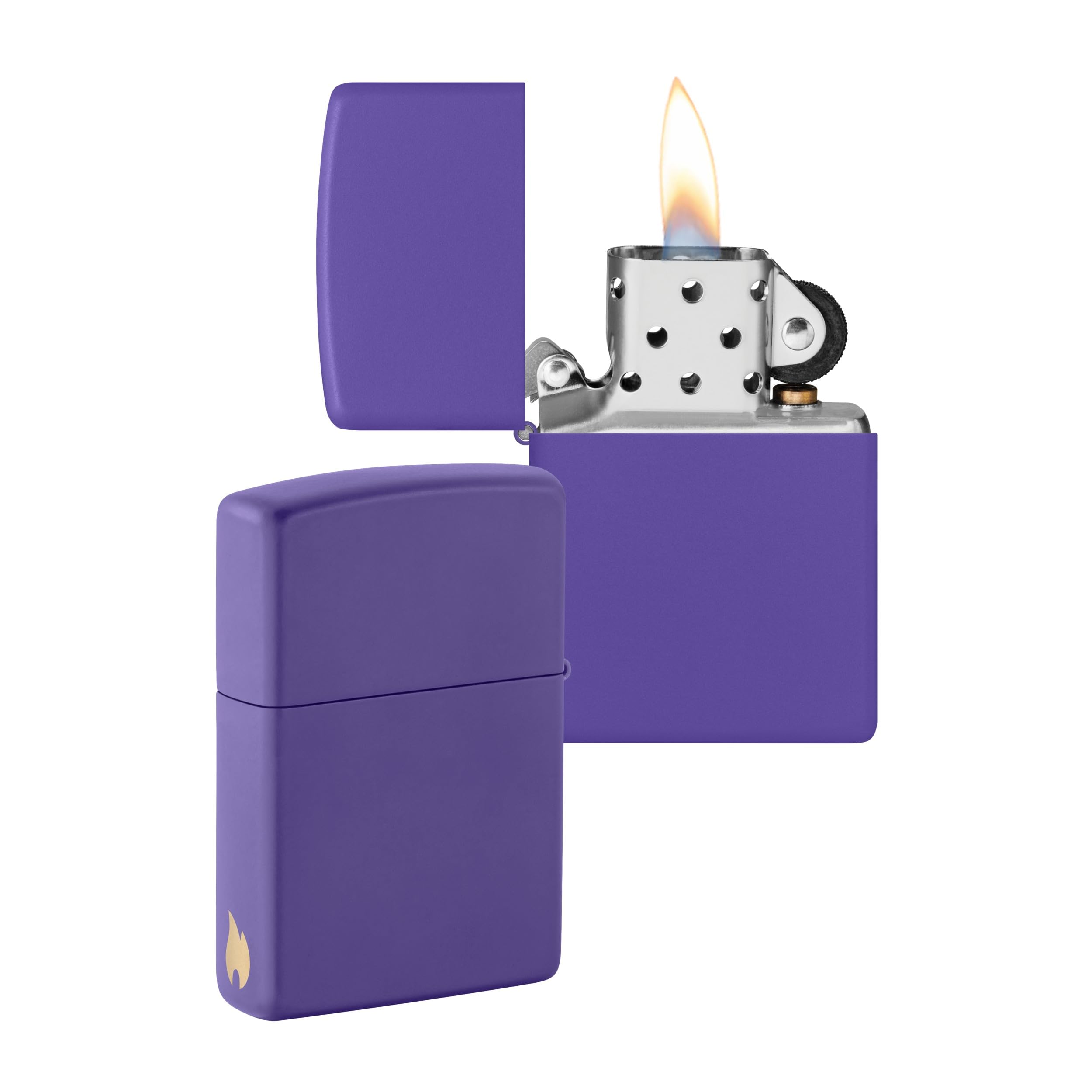 Zippo Windproof Lighter - Flame Design - Purple Matte - Refillable - Reusable - Windproof - Gift Box - Metal - Made in USA - Amazon Exclusive — image 1