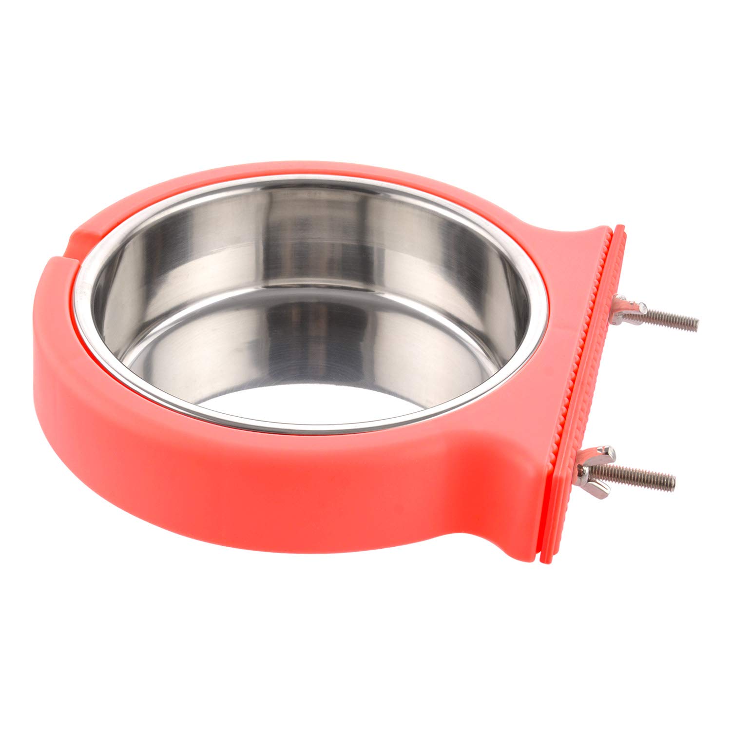 MOACC Crate Dog Bowl, Removable Stainless Steel Hanging Pet Cage Bowl Food & Water Feeder Coop Cup for Cat, Puppy, Birds, Rats, Guinea Pigs, 800ml, Pink