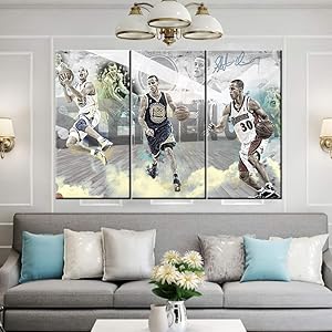 Patriotic Artwork for Bedroom NBA Sports Golden State Warriors Pictures Stephen Curry Paintings 3 Panels Canvas Wall Art Modern Home Decor Framed Ready to Hang Poster and Prints - 40 x 20 inch x 3