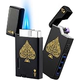 Electric Lighter - Torch Lighter, 2 Pack Ace Card, Plasma Arc Flameless Lighters, USB Rechargeable, Refillable Butane Jet Flame Windproof Cool Lighters for BBQ, Camping, Candle (Without Butane)
