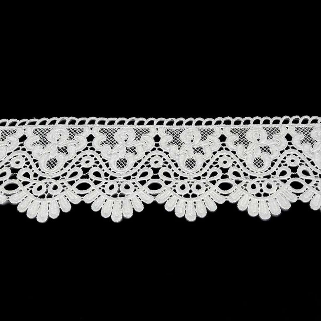 xingmo 4.5 Yards Lace Edge Trim Ribbon 10 cm Wide Embroidered Lace Trim Lace Edge Trim Floral Lace Ribbon (White)